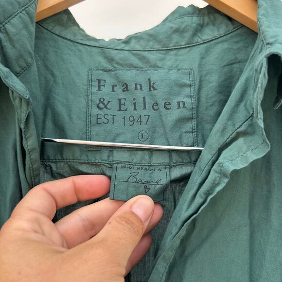 Frank & Eileen Barry Button Up Cotton Moss Army Olive Green Large Shirt - Picture 5 of 8